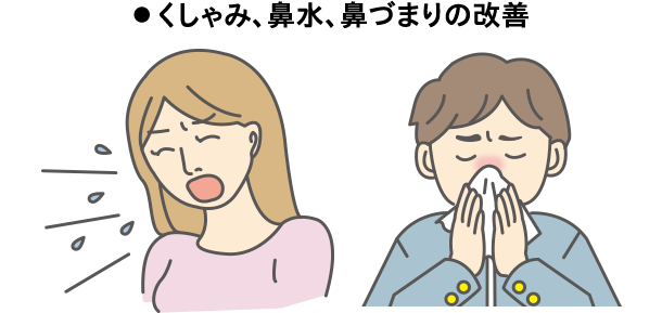 ●くしゃみ、鼻水、鼻づまりの改善