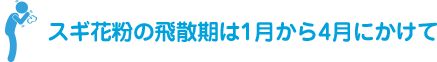 スギ花粉の飛散期は1月から4月にかけて